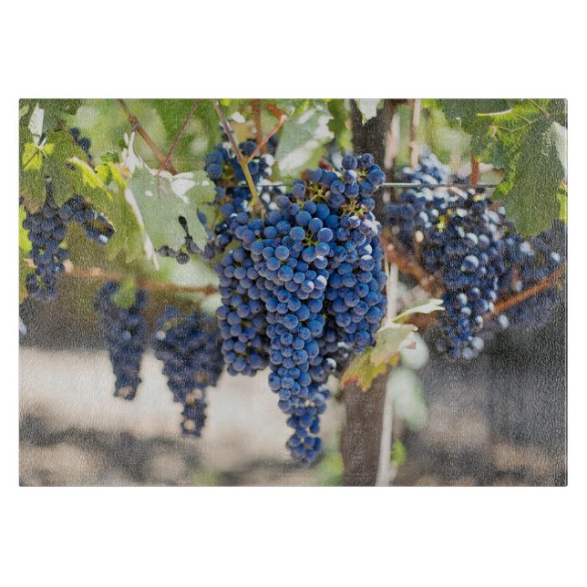 Planche à découper en verre de raisins violets (Devant)