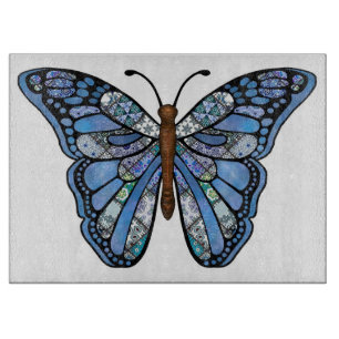 Planche à découper en verre décoratif/papillon