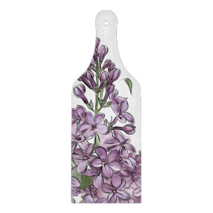 Planche à découper en verre élégante aux lilas vio