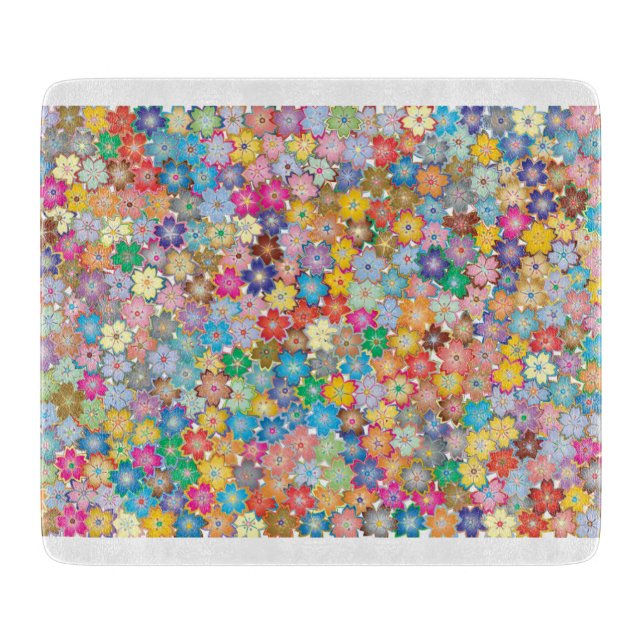 Planche à découper en verre - FLORAL (Devant)