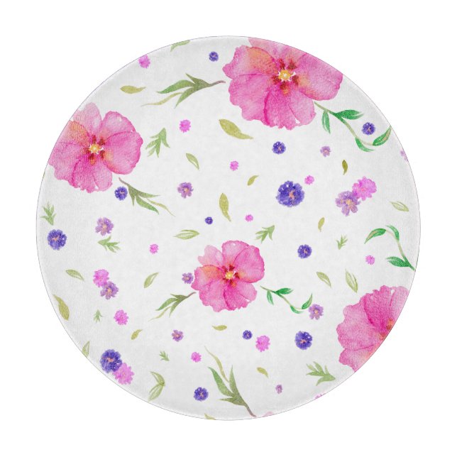 Planche à découper en verre floral - Cadeau nature (Devant)