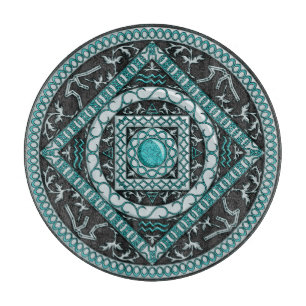 Planche à découper en verre Mandala du Verseau