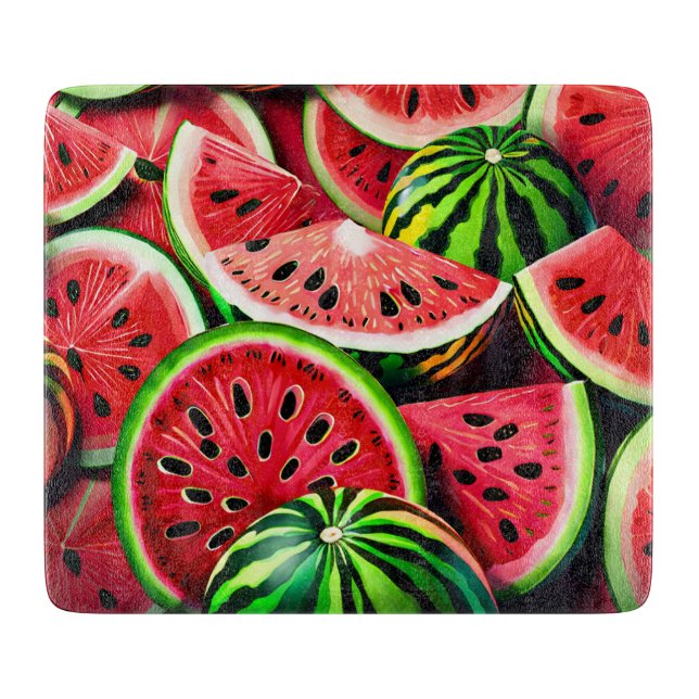 Planche à découper en verre pastèque (Devant)