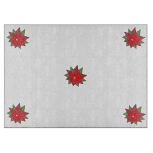 Planche à découper en verre Poinsettia Noël