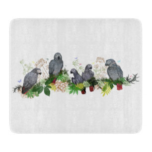 Planche à découper en verre pour fête de perroquet