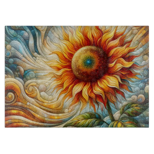 Planche à découper en verre tournesol