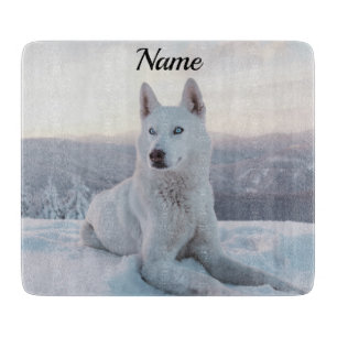 Planche À Découper Enchanter White Husky Dog dans la neige