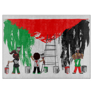 Planche À Découper Enfants de Gaza peignant le drapeau de la Palestin