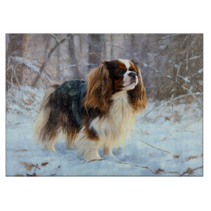 Planche À Découper English Toy Spaniel Laisser Neige Noël