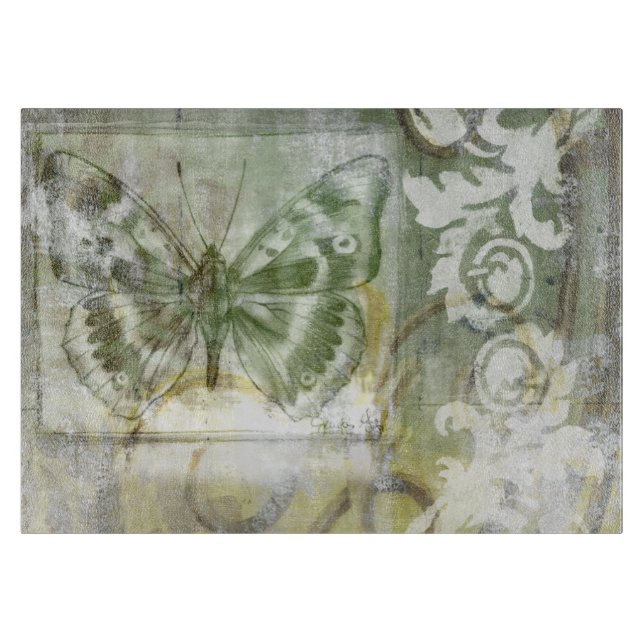 Planche À Découper Entrée de papillon vert avec porte en fer (Devant)