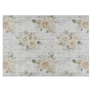 Planche À Découper Enveloppement romantique crème blanc floral Bohème