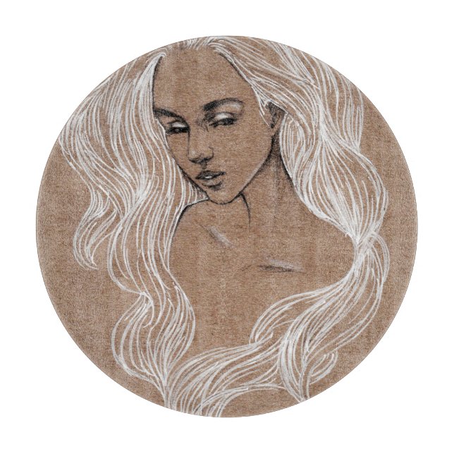 Planche À Découper Esquisse de portrait : Illustration de jeune fille (Devant)