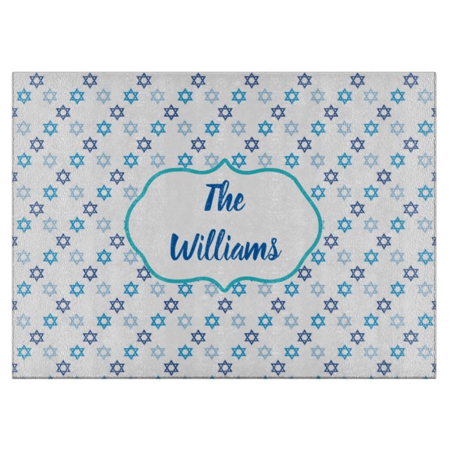 Planche À Découper Etoile de David Bleu et Blanc (Devant)