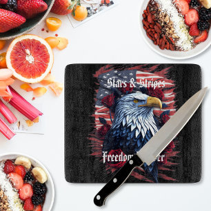 Planche À Découper Étoiles & Bandes Drapeau USA Aigle américain & Ros