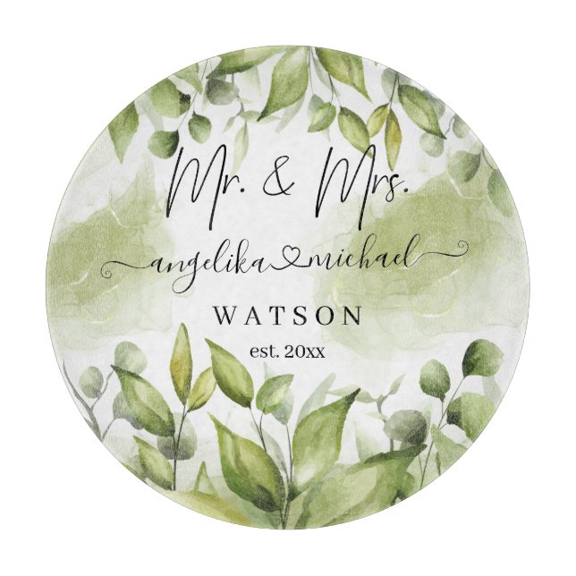 Planche À Découper Eucalyptus Verdure Blush Moderne Tendance Script (Devant)