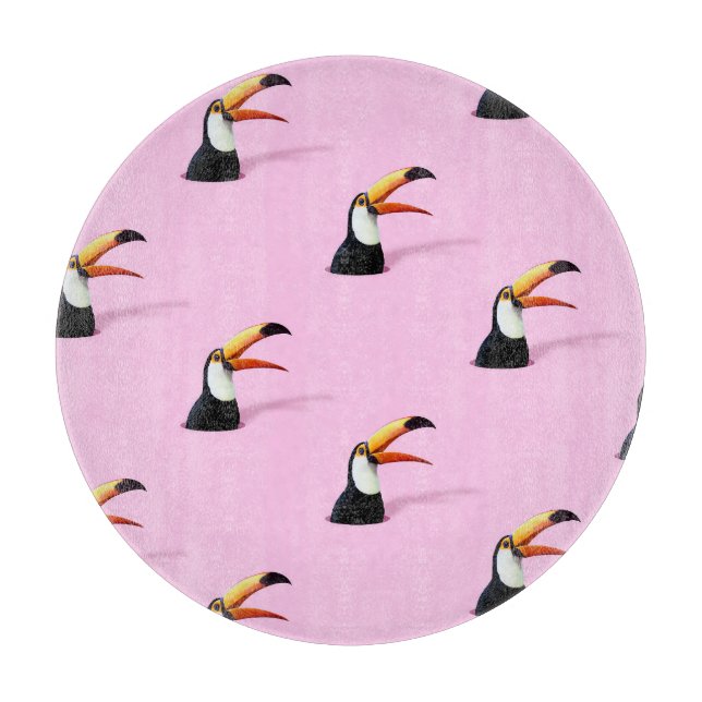 Planche À Découper Faire-part du Toucan : Paradis rose tropical (Devant)