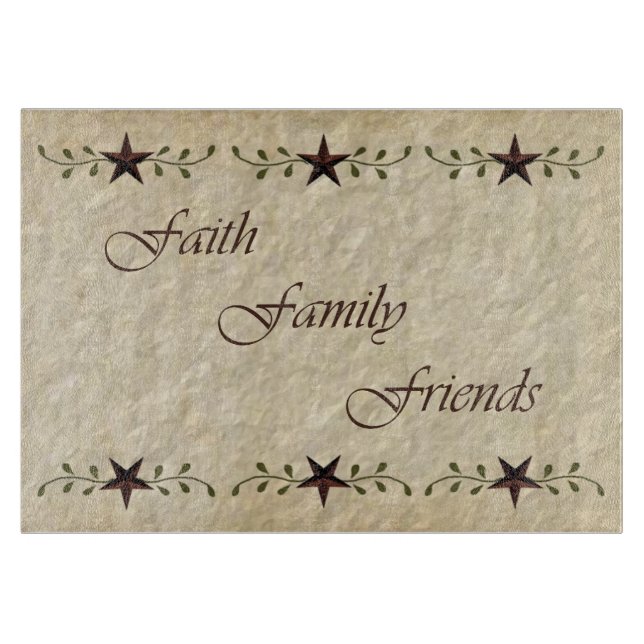 Planche À Découper Faith Famille Amis Panneau de coupe en verre (Devant)