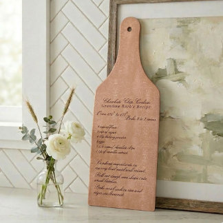 Planche À Découper Famille de recettes élégantes écriture manuscrite 