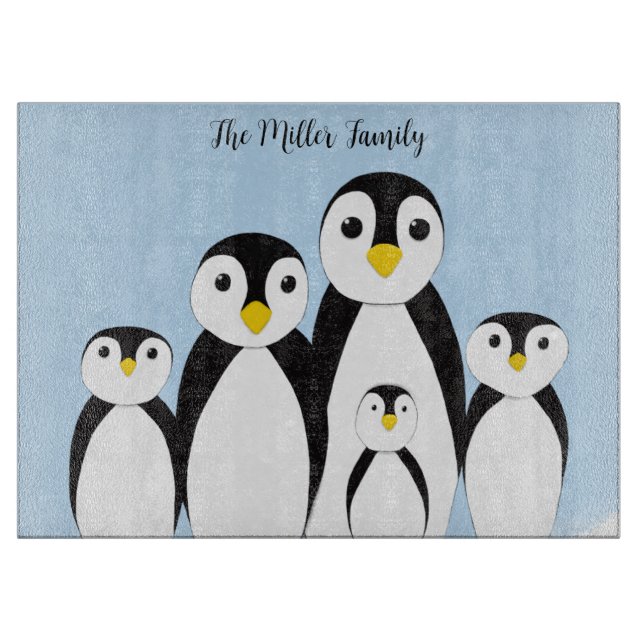 Planche À Découper Famille Pingouin mignonne (Devant)