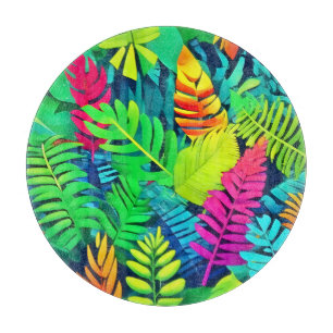 Planche À Découper Fantaisie de la Forêt Tropicale Néon