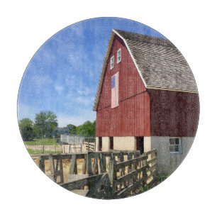 Planche À Découper Farms Red Barn With American Flag