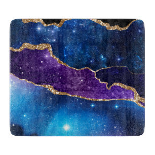 Planche À Découper Faux Agate Marbré Pierre Galaxie Pailletée Brillan