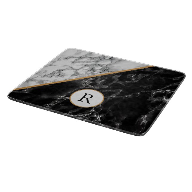 Planche À Découper Faux Marbre Coupe Monogramme Votre Lettre (Coin)
