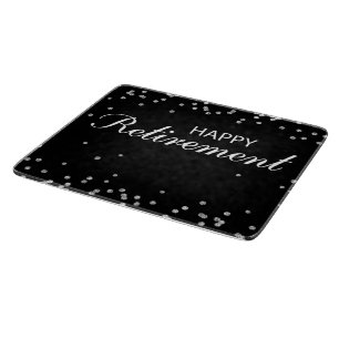 Planche À Découper Félicitations à la retraite Noir avec étincelle d'
