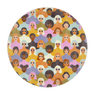 Planche À Découper Femmes rétrogrades du Motif mondial