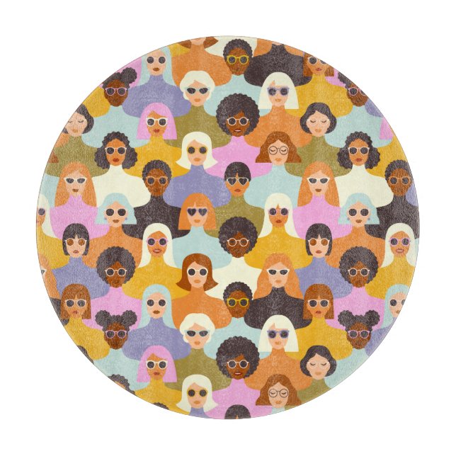 Planche À Découper Femmes rétrogrades du Motif mondial (Devant)