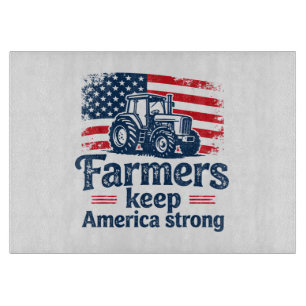 Planche À Découper Ferme de tracteur de fermier américain patriotique