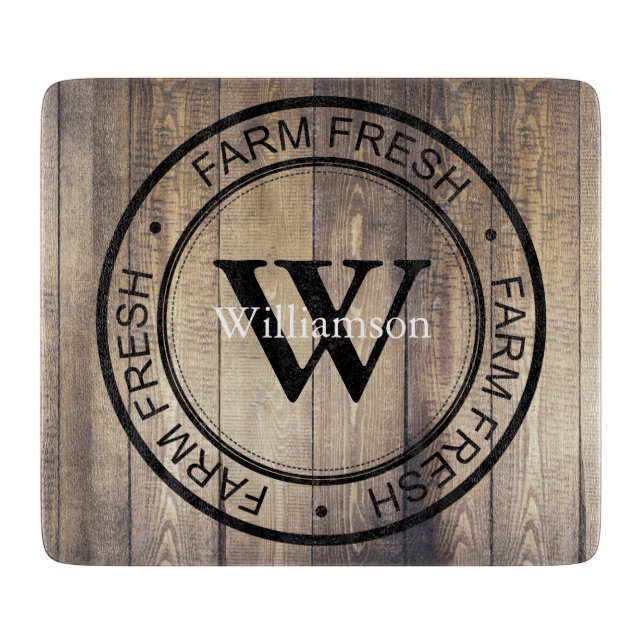 Planche À Découper Ferme Grange Bois Ferme Fraîche Nom de famille (Devant)