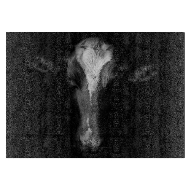 Planche À Découper Fermes | Tête de vache B&W (Devant)