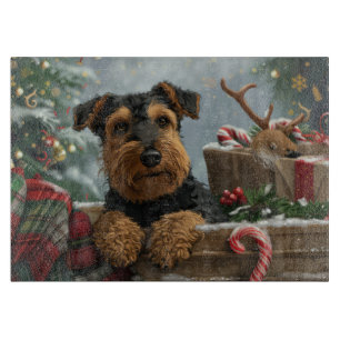 Planche À Découper Festive de Noël de Chien Airedale