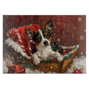 Planche À Découper Festive de Noël de chien de Rat Terrier