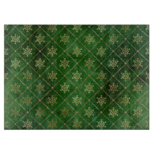 Planche À Découper Festive Green et Gold Foil Snowflakes d'hiver