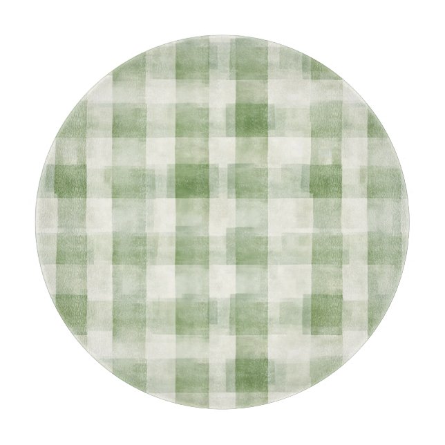 Planche À Découper Fête de Mariage Champêtre Vert Crème à Carreaux (Devant)