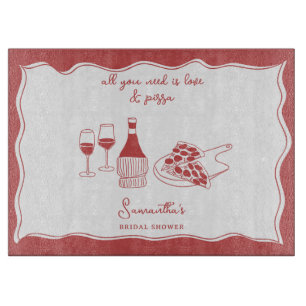 Planche À Découper Fête de mariage italienne Pizza Vin Dessinée à la 