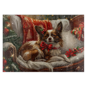 Planche À Découper Fête de Noël de chien de Papillon