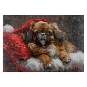 Planche À Découper Fête de Noël de Chien Espagnol Tibétain