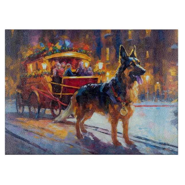 Planche À Découper Fête de Noël des bergers allemands (Devant)