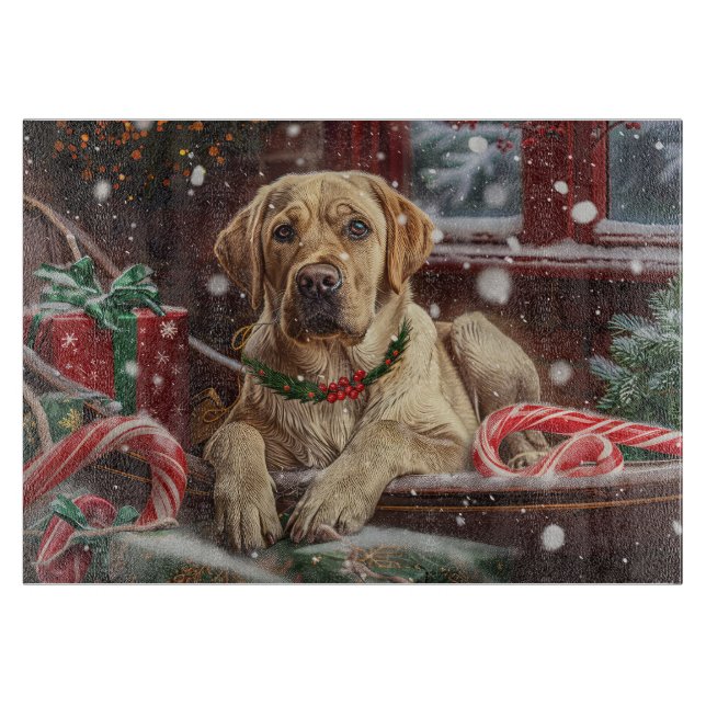 Planche À Découper Fête de Noël du chien du Labrador (Devant)