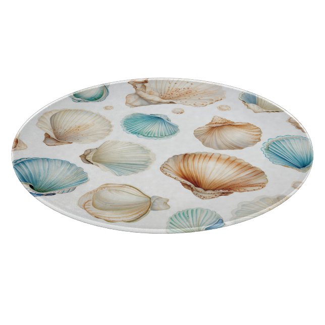 Planche À Découper Fête des mariées Aqua Cream Beach Shells (Coin)