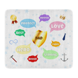 Planche À Découper Fête des pères Meilleur Papa Mot Nuages King Crown