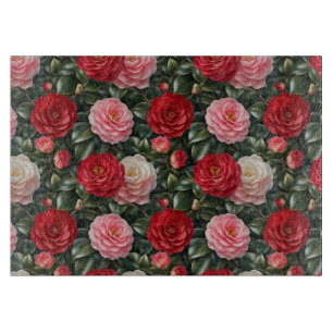 Planche À Découper Feuillage de camélia de luxe en fleurs
