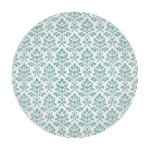 Planche À Découper Feuille Damask Motif Turquoise