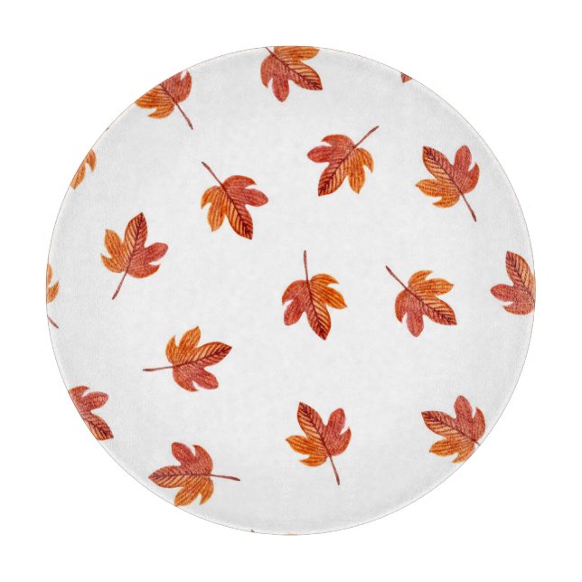 Planche À Découper Feuilles d'automne aquarelle main tirée (Devant)