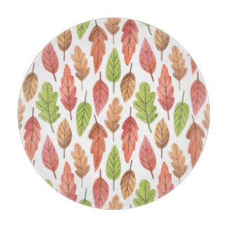 Planche À Découper Feuilles d'automne Aquarelle : Motif de la nature.