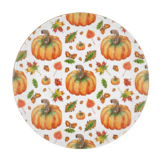 Planche À Découper Feuilles d'automne, glands : motif d'aquarelle.