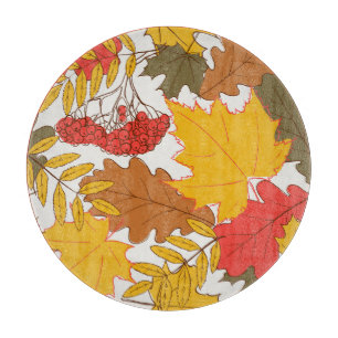 Planche À Découper Feuilles d'automne, simple motif transparent